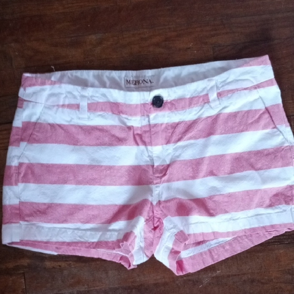 Merona Pink and White Bermuda Shorts Classic Stripes Size 4